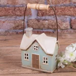 Будинок-підсвічник бірюзовий з ручкою, 15*13*7 см, кераміка