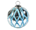 Прикраса «Куля», 8*8 см, колір блакитний зі сріблом