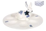 Блюдо порцелянове для 8ми яєць з фігурою кролика D23.5см Англійська Троянда
