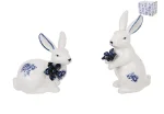 Статуетка порцелянова Кролик з блакитною трояндою 11см, 13.5см