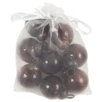 Набір скляних міні куль (8 шт.), 4*3 см в мішечку, колір мокко