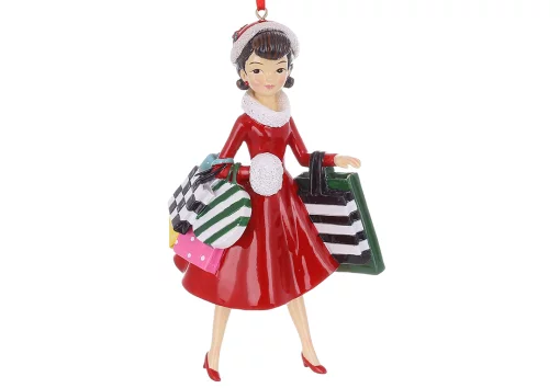 Декоративна підвісна фігурка Різдвяний шопінг, 8.8*6*14.7см, полістоун