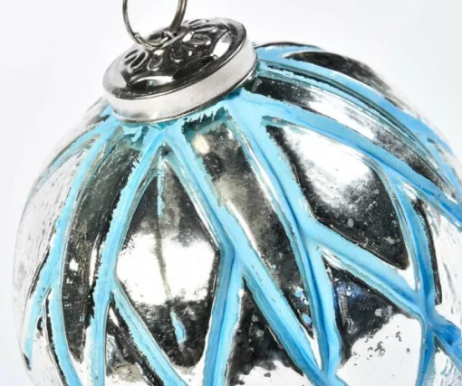 Прикраса &laquo;Куля&raquo;, 8*8 см, колір блакитний зі сріблом