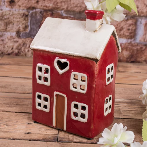 Будинок-підсвічник червоний, 17*12*9 см, кераміка