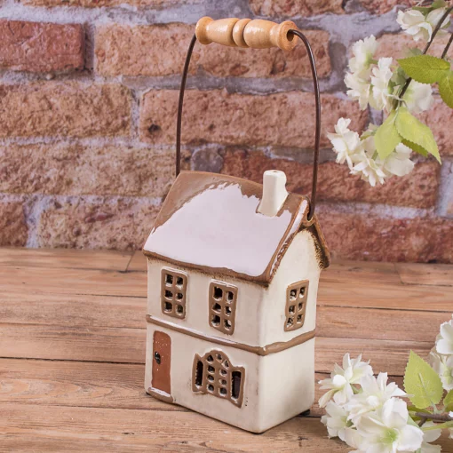 Будинок-підсвічник коричневий з ручкою, 17*12*7 см, кераміка