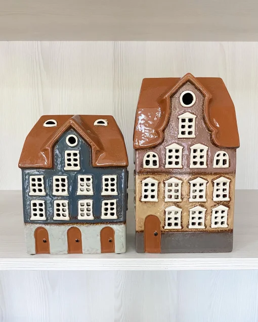 Будинок-підсвічник коричнево-сірий, 25*14*8 см, кераміка