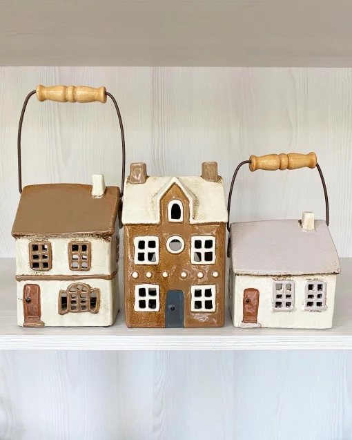 Будинок-підсвічник коричневий з ручкою, 17*12*7 см, кераміка