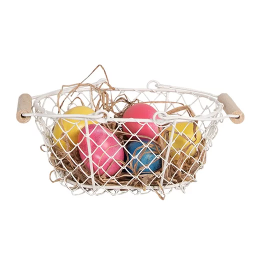 Корзинка з ручками, 20*15*9 см, метал, колір білий