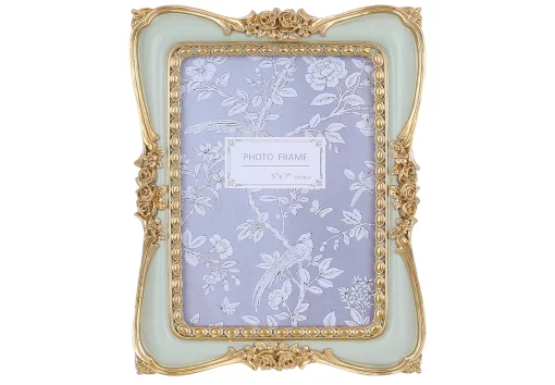 Рама класична для фото 12.5x17.5см, розмір рами 18.5*23*2см, зелена із золотом