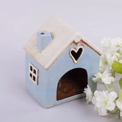 Будинок підсвічник блакитний, 15*13*9 см, кераміка