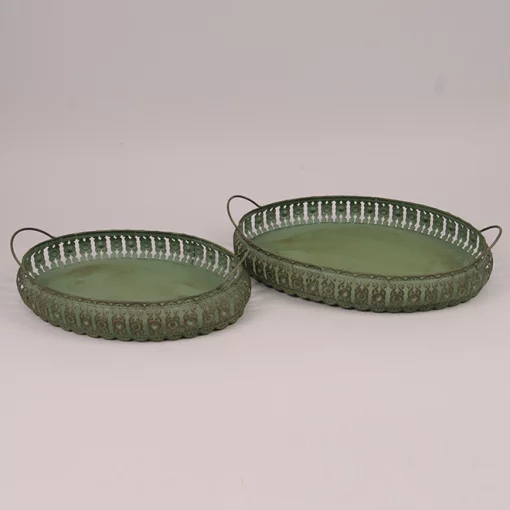 Піднос більший, 28*42*9 см, метал, колір оливковий