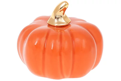 Декор порцеляновий Гарбузик, 7см, колір - помаранчевий глянець із золотом
