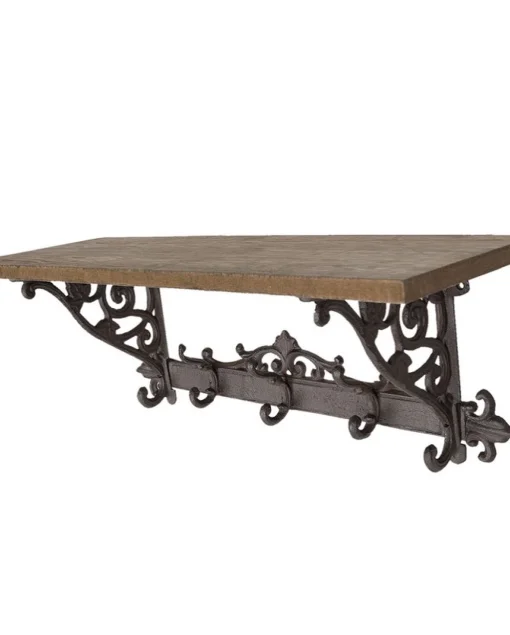 Поличка-Вішак на п&lsquo;ять гачків, 58*20*20 см, дерево-чавун