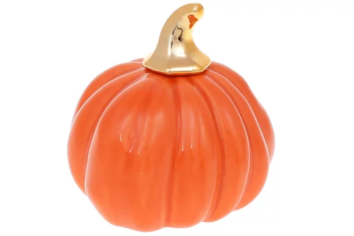 Декор порцеляновий Гарбузик, 9.5см, колір - помаранчевий глянець із золотом