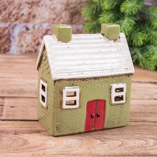 Будинок-підсвічник оливковий, 12*11*6 см, кераміка