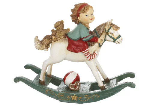 Декоративна фігура Дівчинка на конячці - гойдалці, 15.5*5*13см