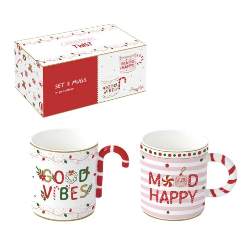 Набір CHRISTMAS TWIST з 2 чашок, 350 мл, порцеляна