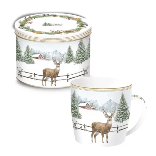 Чашка WHITE FOREST, 350 мл, порцеляна, в жестяній коробці