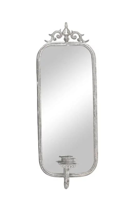 Дзеркало настінне з підсвічником, 20x10xH57см, метал, колір сірий