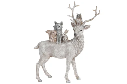 Декоративна статуетка Олень з тваринами, 24см, колір - сіро-коричневий