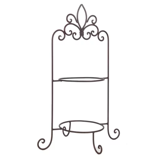 Етажерка - підставка на дві тарілки, 38X30X57 см, метал, колір коричневий