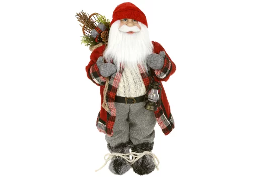 Декоративна фігура Санта 45см, колір - червоний із сірим