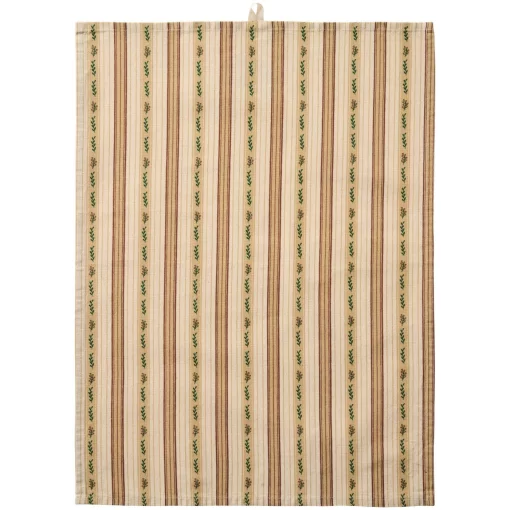 Кухонний рушник, 50*70 см, бавовна, з коричневими смужками та зеленими стеблами