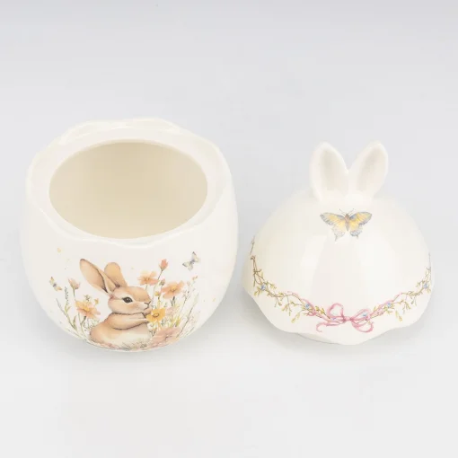 Ємність для зберігання "Великоднє яйце з вушками", біла, 18*11 см, кераміка