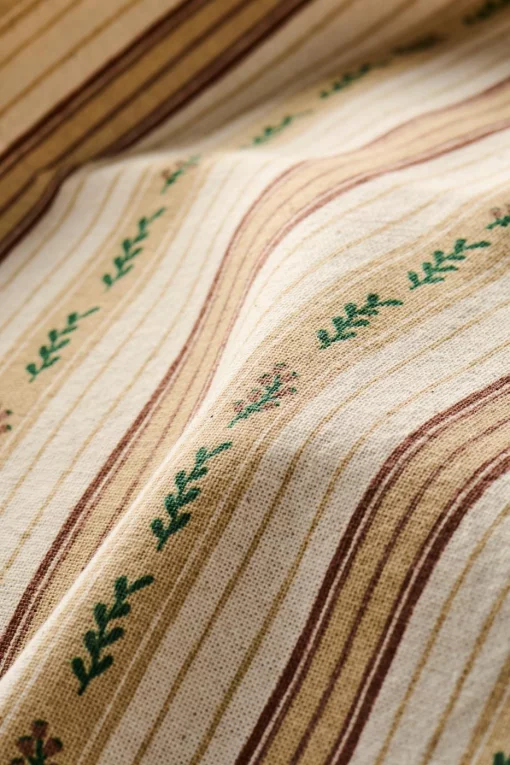 Кухонний рушник, 50*70 см, бавовна, з коричневими смужками та зеленими стеблами