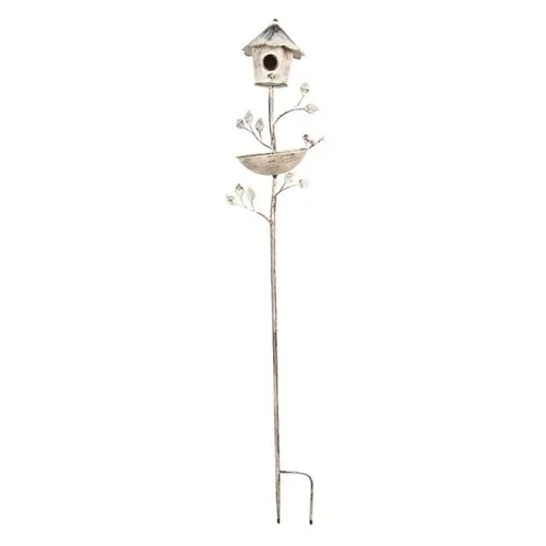 Садовий штекер з шпаківнею та годівничкою в вінтажному стилі, 28*25*132 см